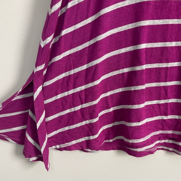 Bright Purple and Gray Striped Lularoe Perfect T-Shirt - Picture 7 of 7